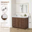 Meuble-lavabo simple 48 po avec plateau en pierre de quartz blanc Jakarta-359548204-359548205-398079084