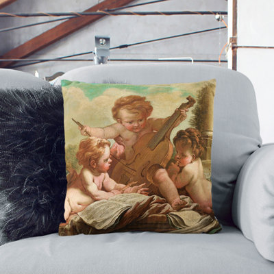 Three Cupids Scatter Cushion with Filling