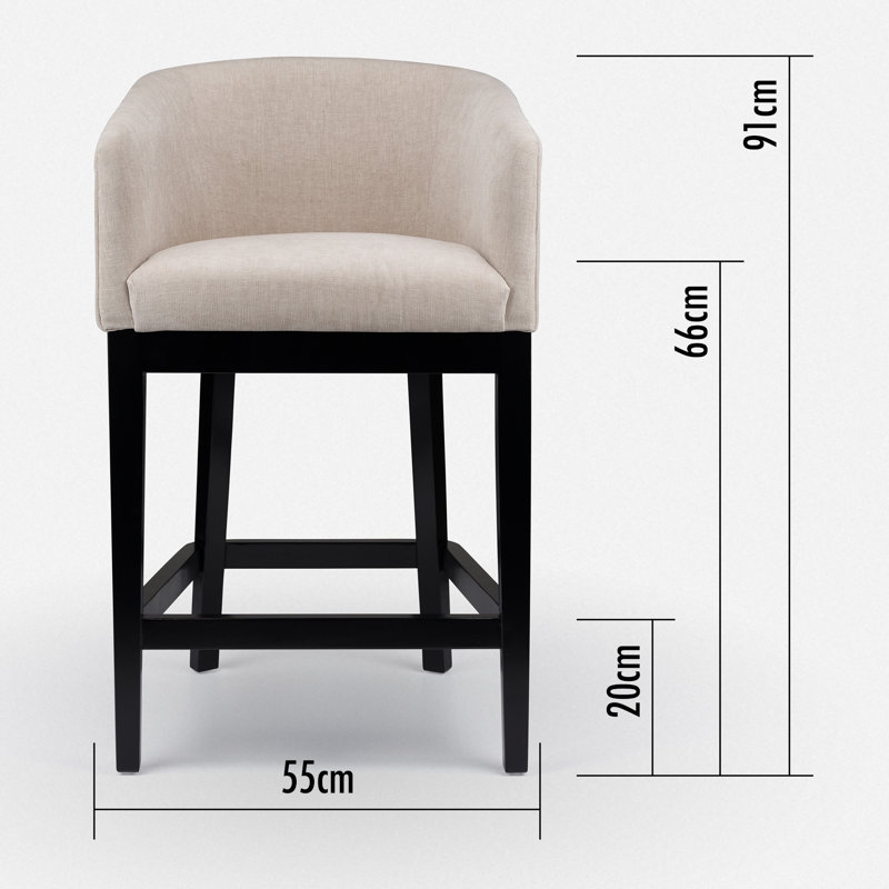 Upholstered Wooden Frame Bar Stool, Beige