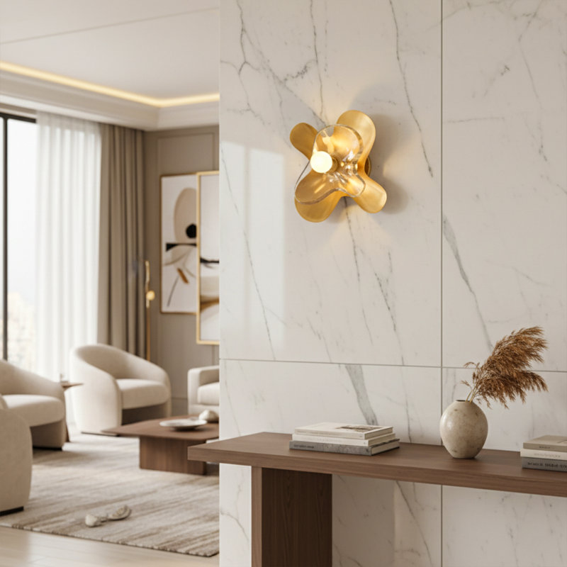 Butterfly Wall Sconce – Elegant Brass – Glass Lighting Design & Color Options, Clear