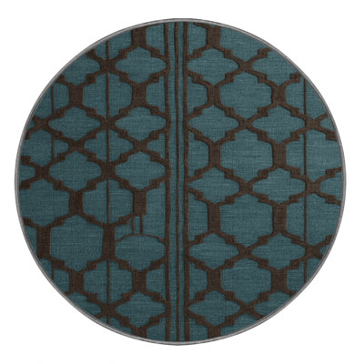 Machine Washable Trellis Green Area Rug