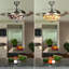42“ Vintage Tiffany-Style Stained Glass Ceiling Fan With Light, 3 Speeds, Remote Control, Timer