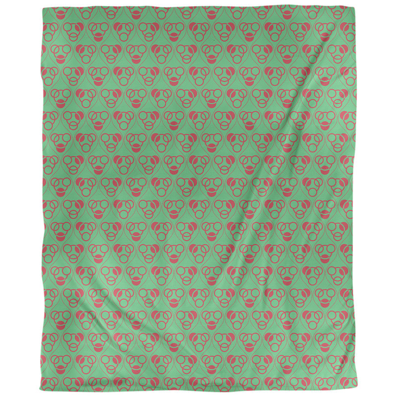 Tissu d’ondulations et cercles fêtes, Vert / Rouge, L 54 po x l 36 po, Lin naturel paloma
