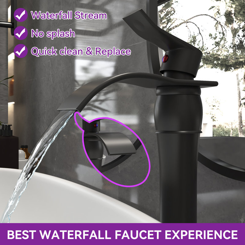 Single-handle Bathroom Faucet with Drain Assembly, Matte Black