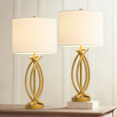Landon 26" Gold Metal Industrial Table Lamp with 3-way Dimmable Light for Bedroom Nightstands, Living Rooms and Desks