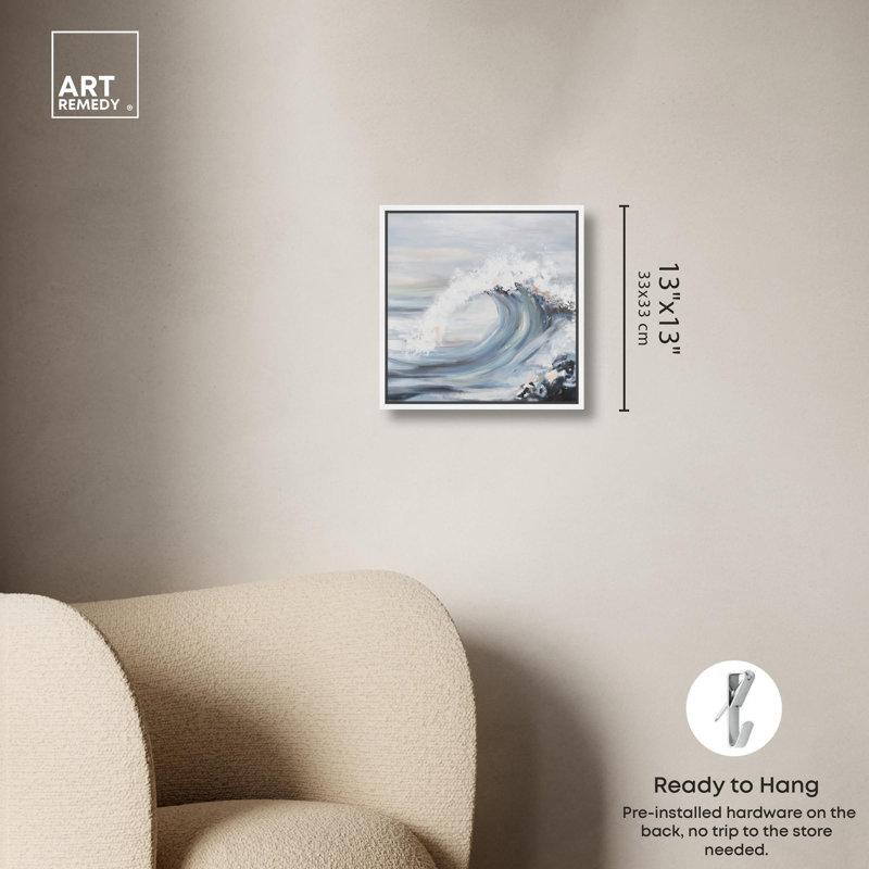 Art moderne sur toile Wavora III par Art Remedy, Cadre blanc, H 13 po x l 13 po x P 1,8 po
