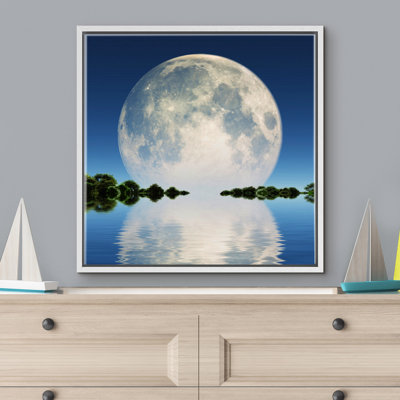 " Yellow Full Moon Reflection Over The Sea "