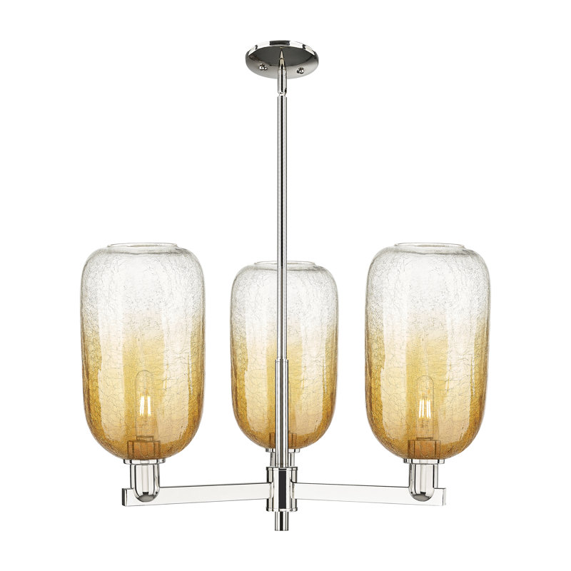 Lustre suspendu 3 lumières Gateshead, Ambre, Nickel poli