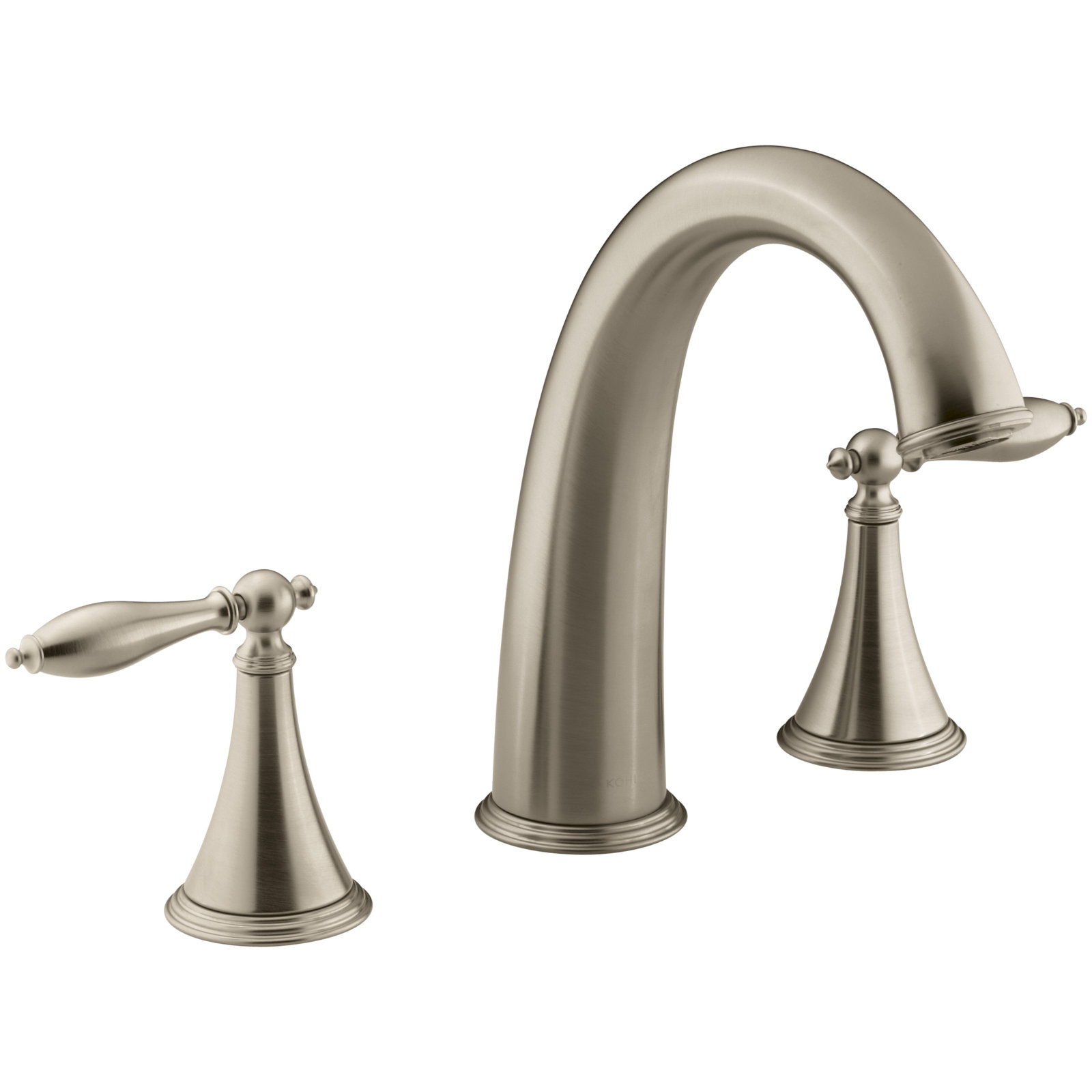 Finial Deck-Mount Bath Faucet Trim for High-Flow Valve with Lever Handles, Valve Not Included, Vibrant Brushed Bronze