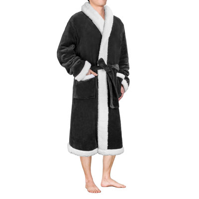 Fleece Gender Neutral Mid-Calf Bathrobe with Pockets