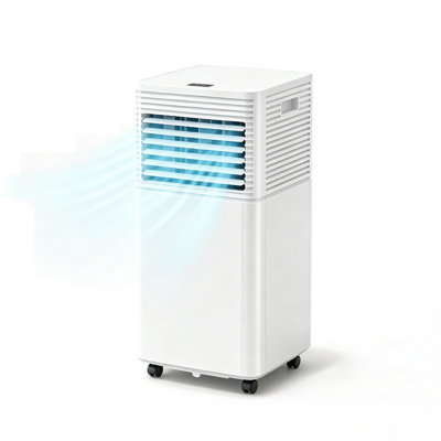 10000 BTU Four Function Portable Floor Air Conditioner with Rolling Casters LED Control Panel 24 Hour Timing System Complete Window Vent Kit Remote Control for 258 to 441 Square Foot Household Spaces