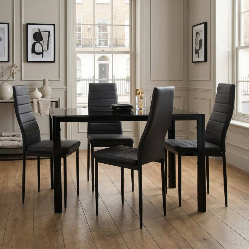Gorge 4 - Person Dining Set, Black