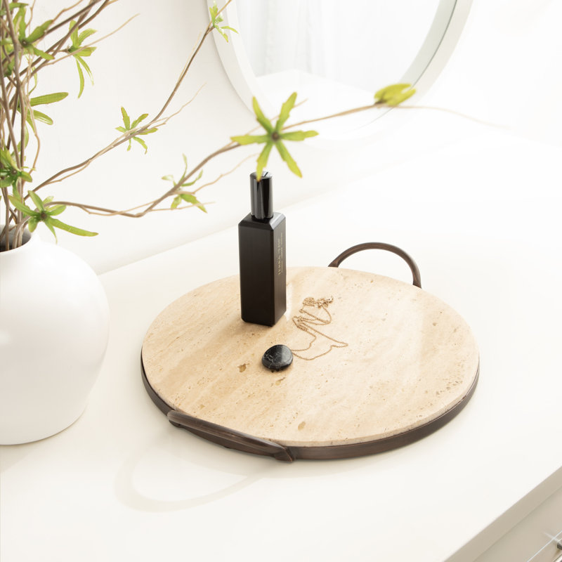 Round Natural Travertine Serving Tray