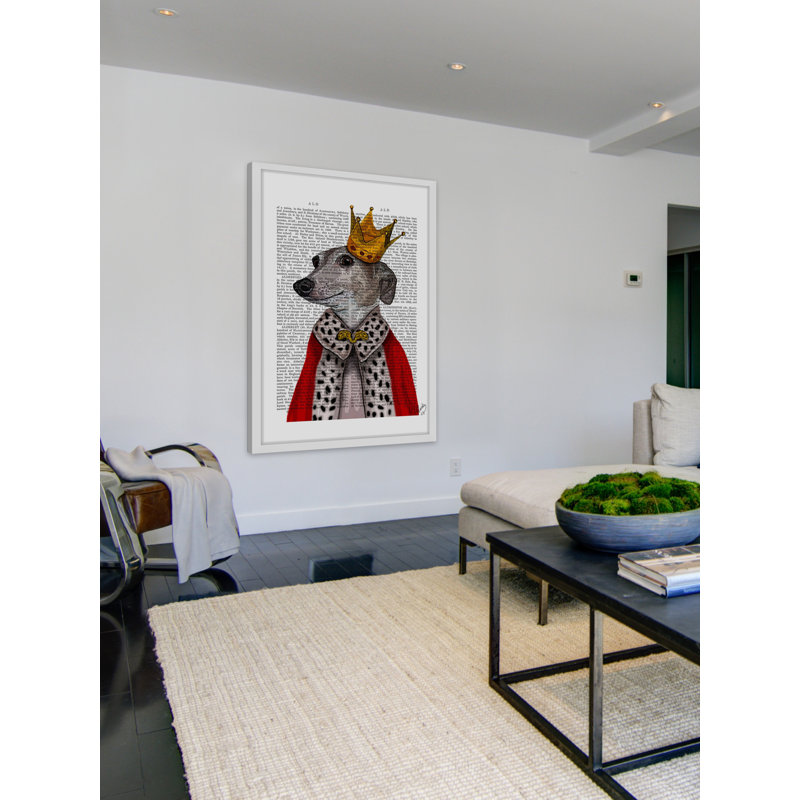 « lévrier grand », reproduction d’art encadrée, H 36 po x l 24 po