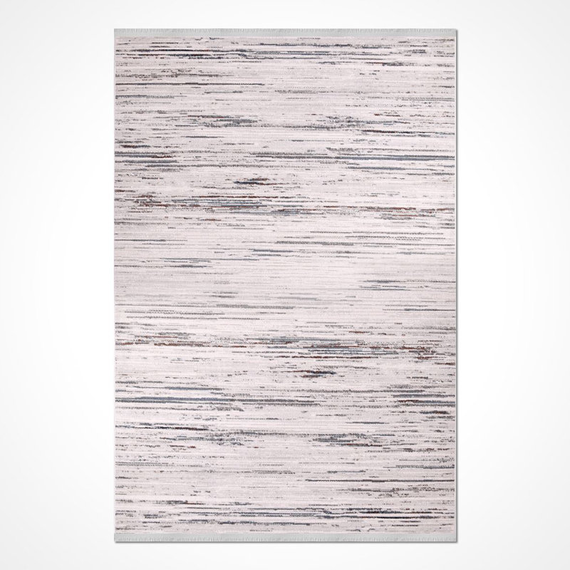 Tapis moderne / abstrait beige lavable à la machine antidérapant, Tapis de couloir 2 pi 8 po x 6 pi 7 po