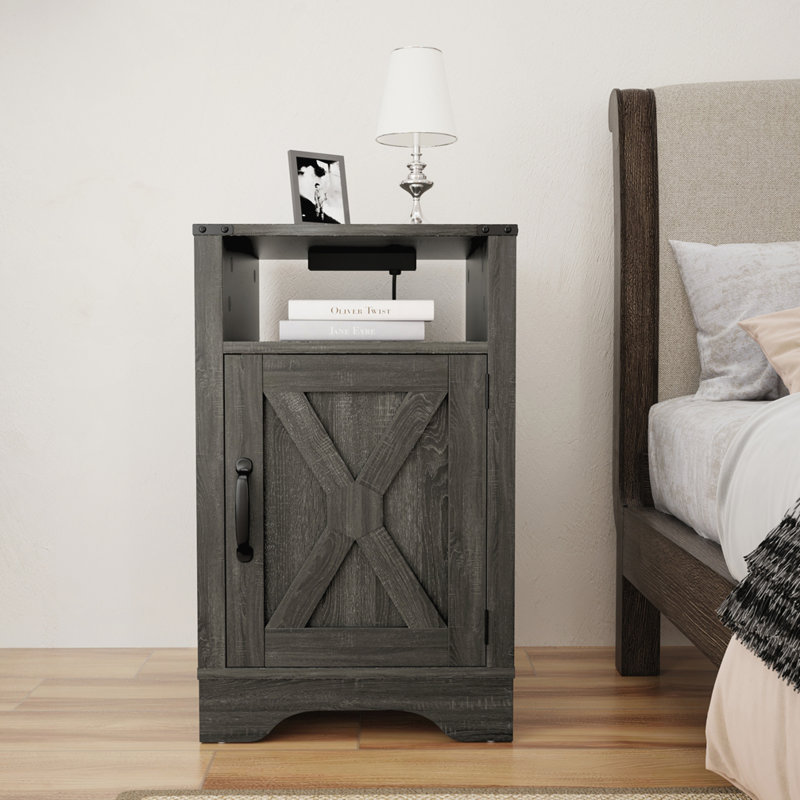 Table de bout en bois rustique, Gris foncé