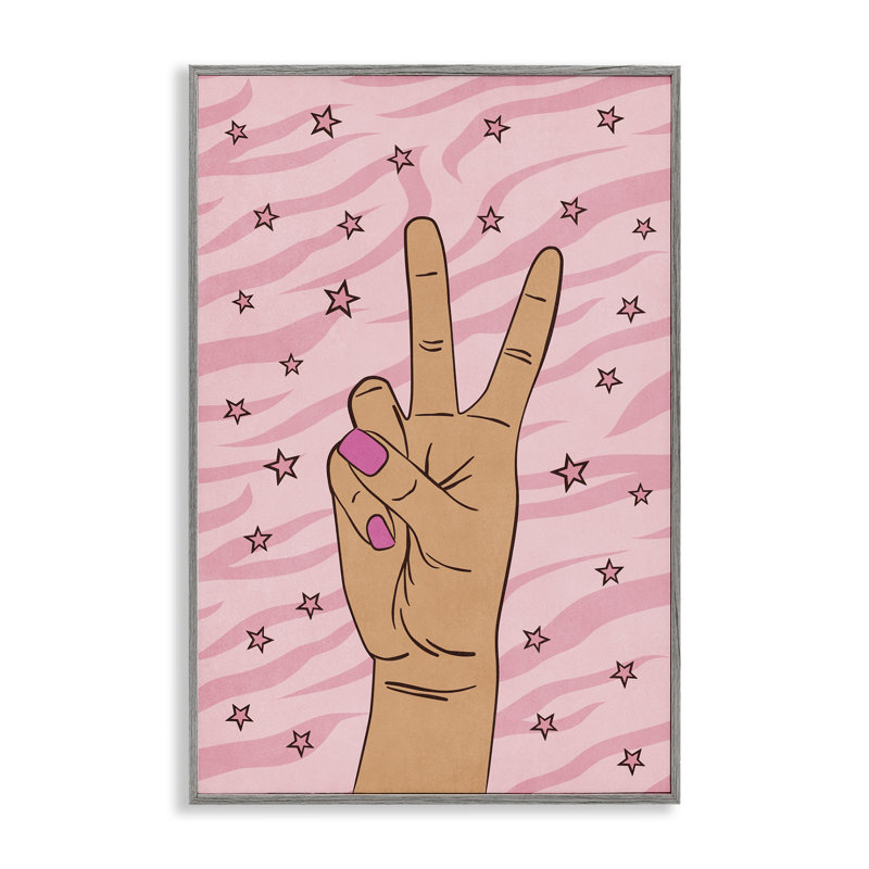Art de la giclée encadrée par Peace Hand & Stars, H 30 po x l 20 po, Giclée encadrée noir minuit