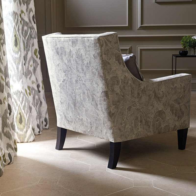 Pietra Damask Fabric, Platinum