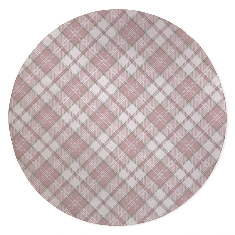 Diamond Plaid Non-Slip Outdoor Rug, Round 5'
