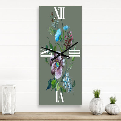 Horloge murale traditionnelle mauve et turquoise