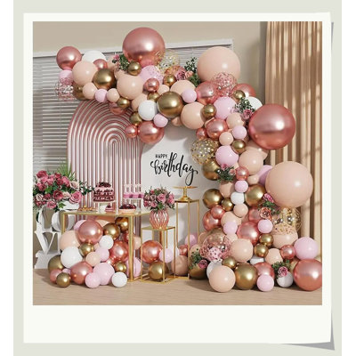 Ensemble de guirlande Hikma 129PCS rose or rose, ballons confettis en latex de qualité supérieure, fête de mariage, fête de mariage