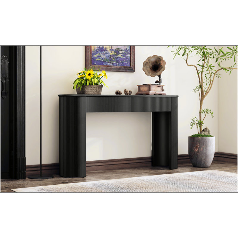 Entryway Table With Fluted Design, Black