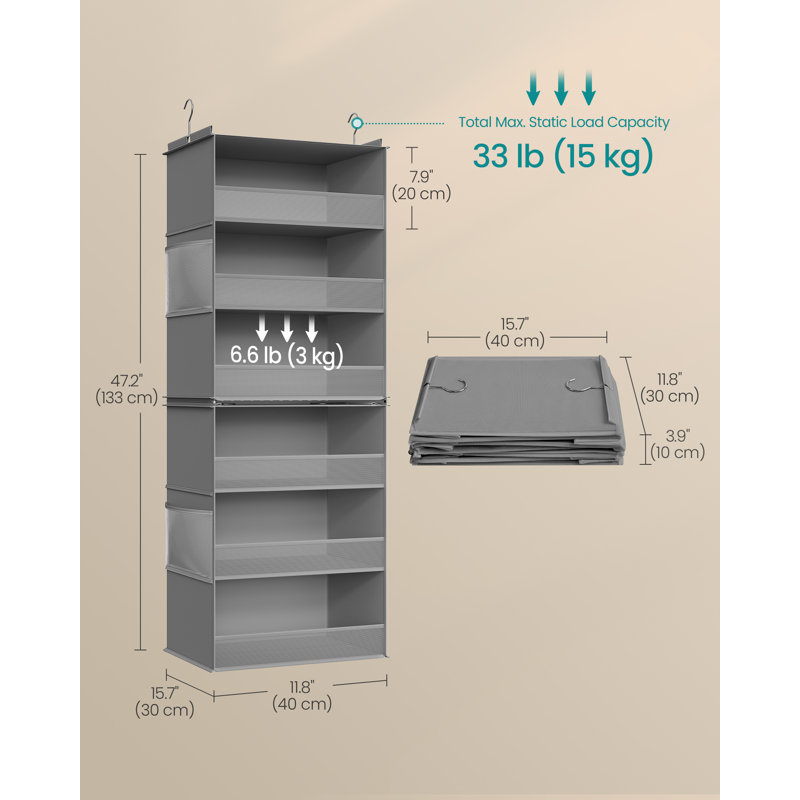 Fabric Hanging Organiser, Grey