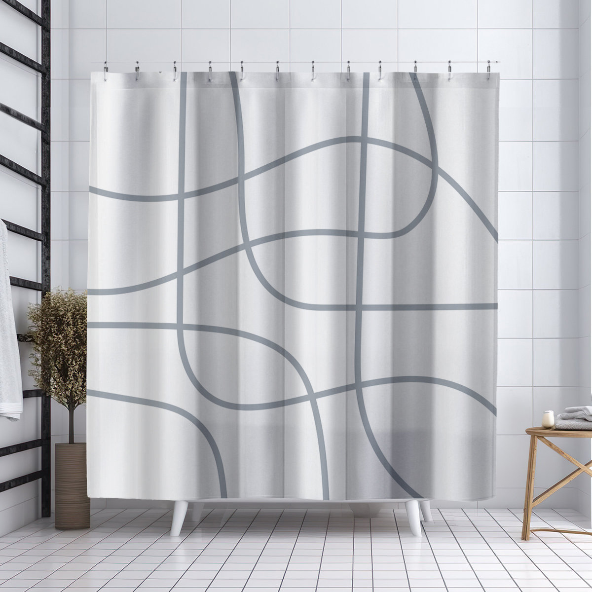 Coco Polyester Shower Curtain, Gray