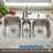 Houzer 40 in Stainless Undermount Triple Bowl Kitchen Sink with Strainers, Grids - MGT-4120-C
