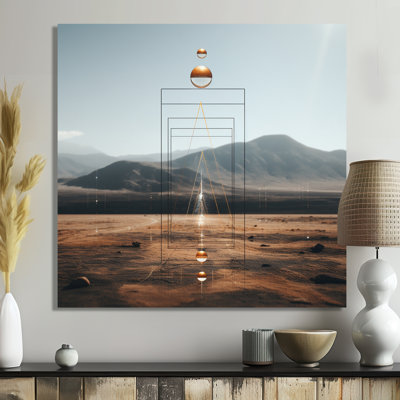 «Geometric Landscape Balance Transparent Orange - Abstract Landscape», reproduction d'art murale