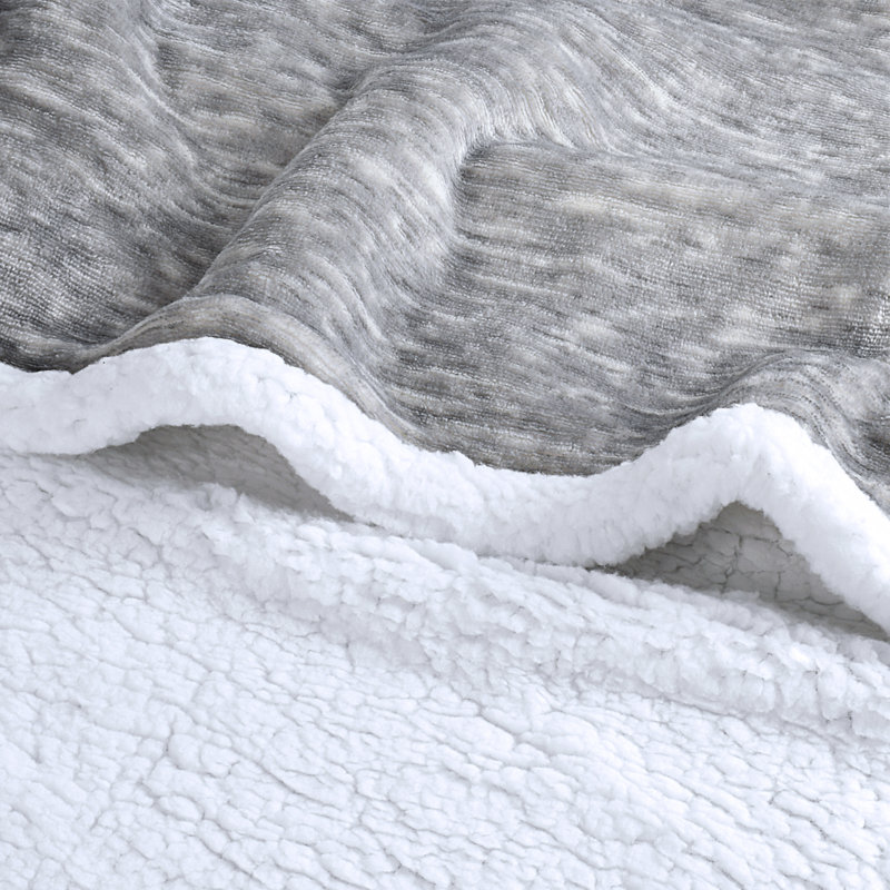 Light Gray Hooded Sherpa Fleece Wearable Blanket with Sleeves