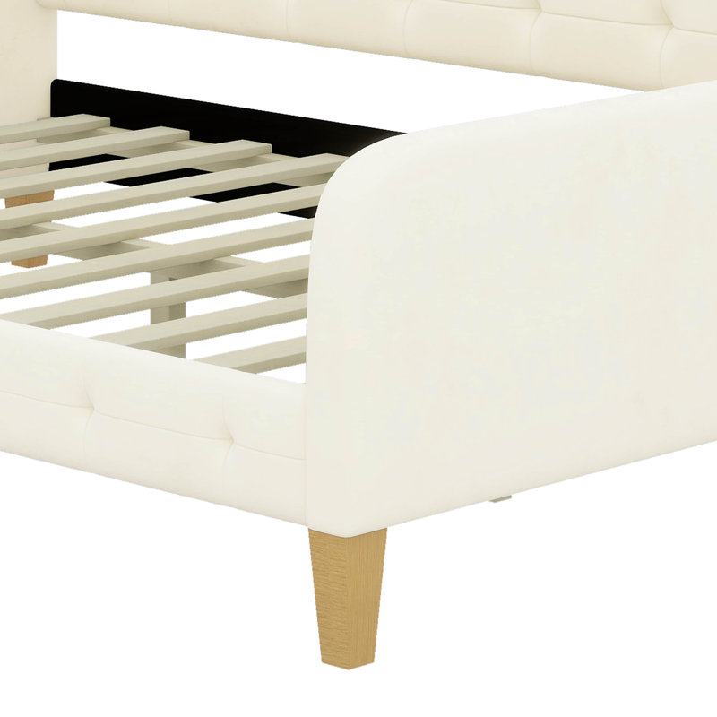 Upholstered Daybed With 4 Support Legs, Full, White