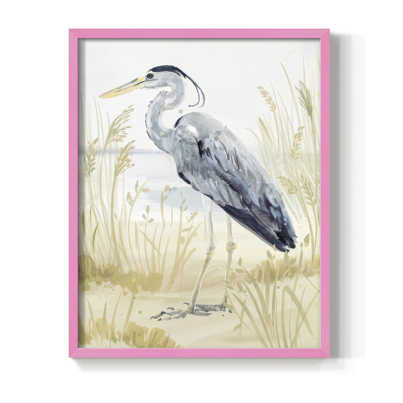 Heron on the Coast II, reproduction encadrée - bois massif, H 30 po x l 24 po, Rose