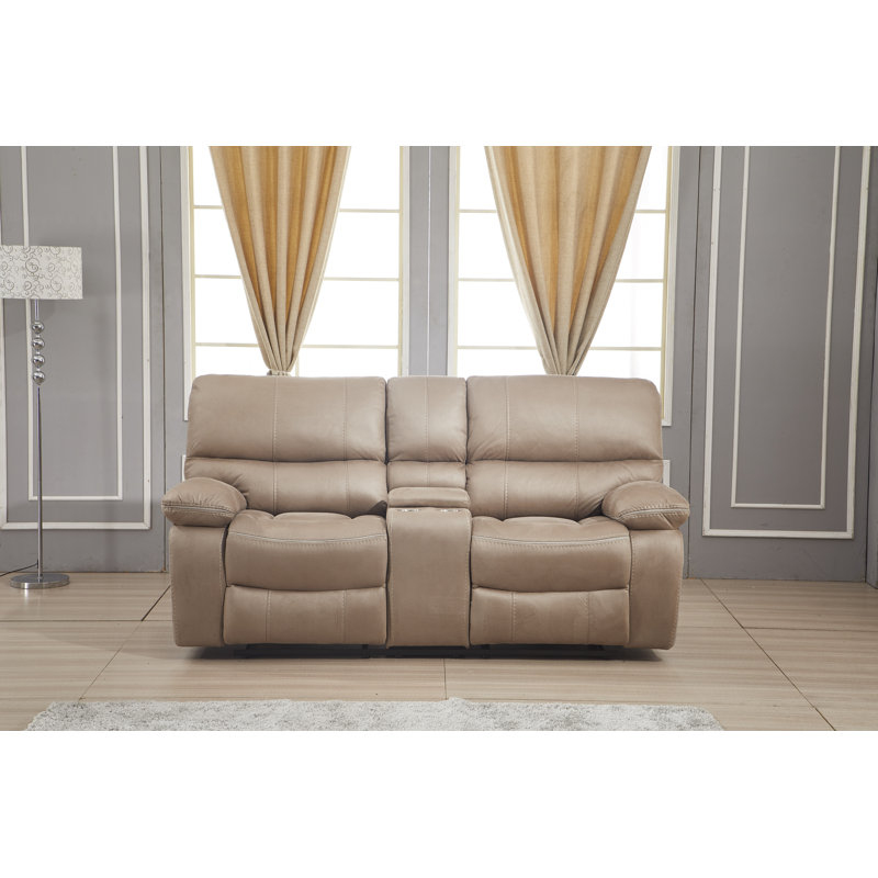 Fleuridor Upholstered 78'' Reclining Loveseat, Taupe 