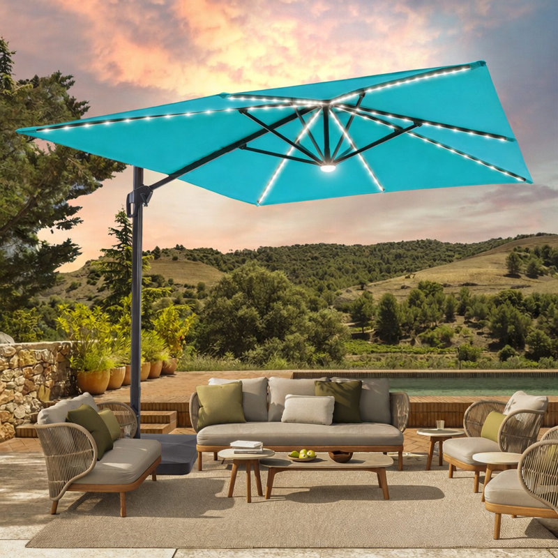 Parasol rectangulaire suspendu en porte-à-faux 138 "x 108" Salton, Bleu lac