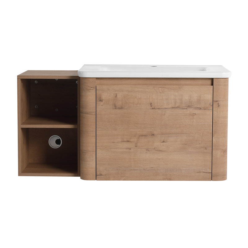 Meuble-lavabo mural avec lavabo en céramique blanche, 40"