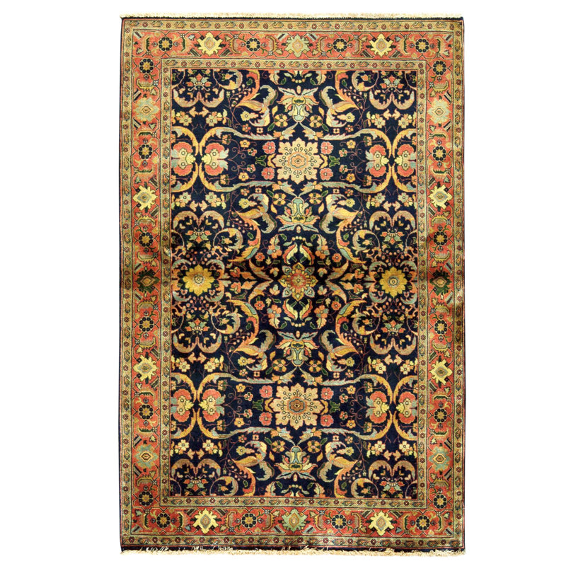 Tapis bleu noué à la main de haute qualité
