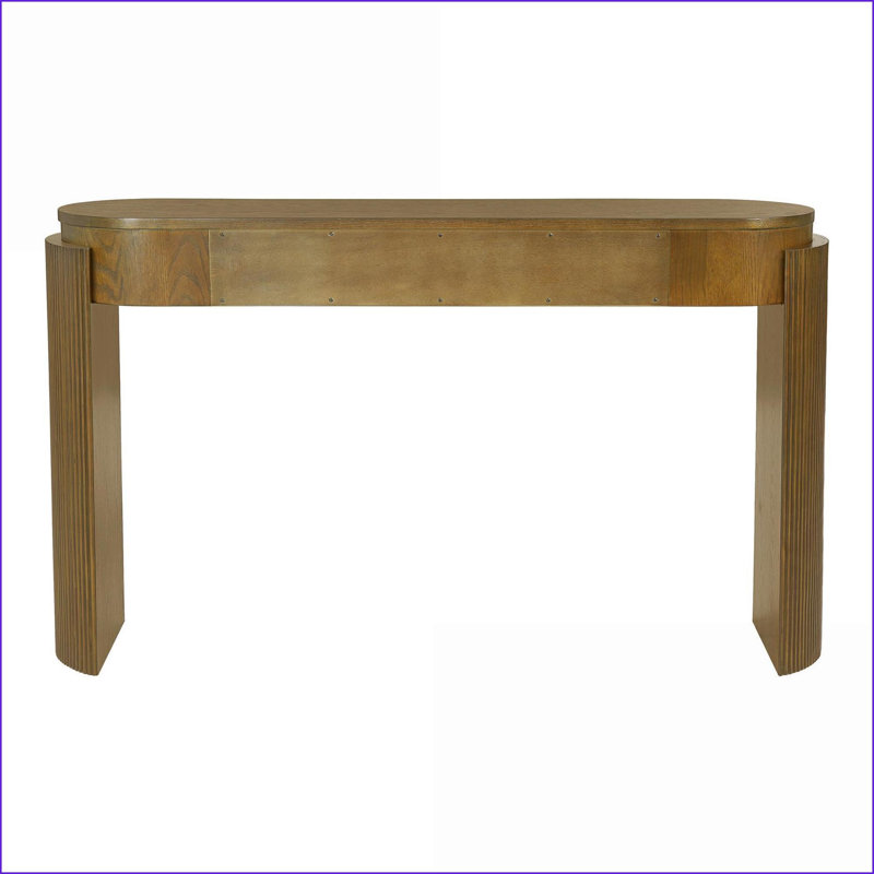 Table basse en placage de chêne naturel avec pieds cannelés et amp; 2 tiroirs, peu encombrant pour le vestibule / salon, facile à assembler