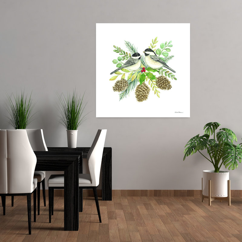 Nature, oiseaux, art contemporain, pin, hiver, nature, H 36 po x l 36 po