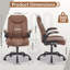 Fauteuil de bureau ergonomique en cuir pour le bureau à domicile, fauteuil de bureau pivotant avec roulettes et accoudoirs rabattables, petit fauteuil de jeu avec fonction berçante réglable, brun-2022489244