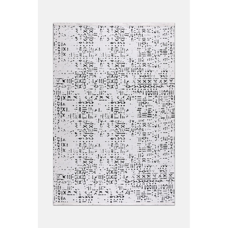 Tapis blanc en polyester antidérapant Luxia facile à nettoyer, 6,5 pi x 9,5 pi