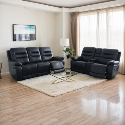 Pitzville 2-Piece Breathing Leather Living Room Power Recliner Sofa Set by Latitude Run