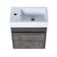 Meuble-lavabo mural profond de 18,25 po avec lavabo en résine blanche, porte simple à fermeture en douceur et rangement 18 po