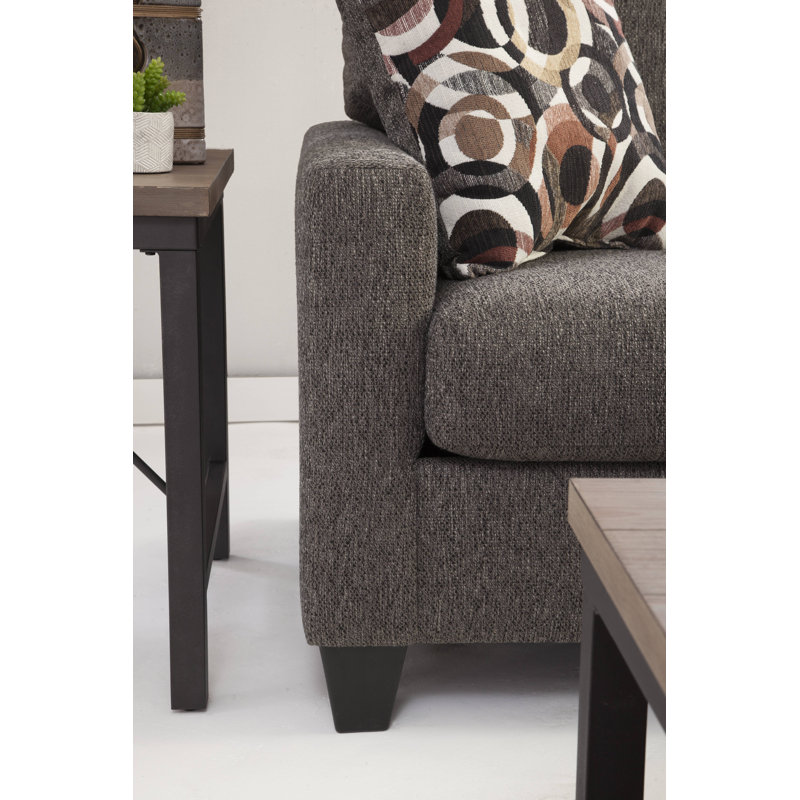 Charcoal Gray Linen Track Arm Sofa with Pillow Back