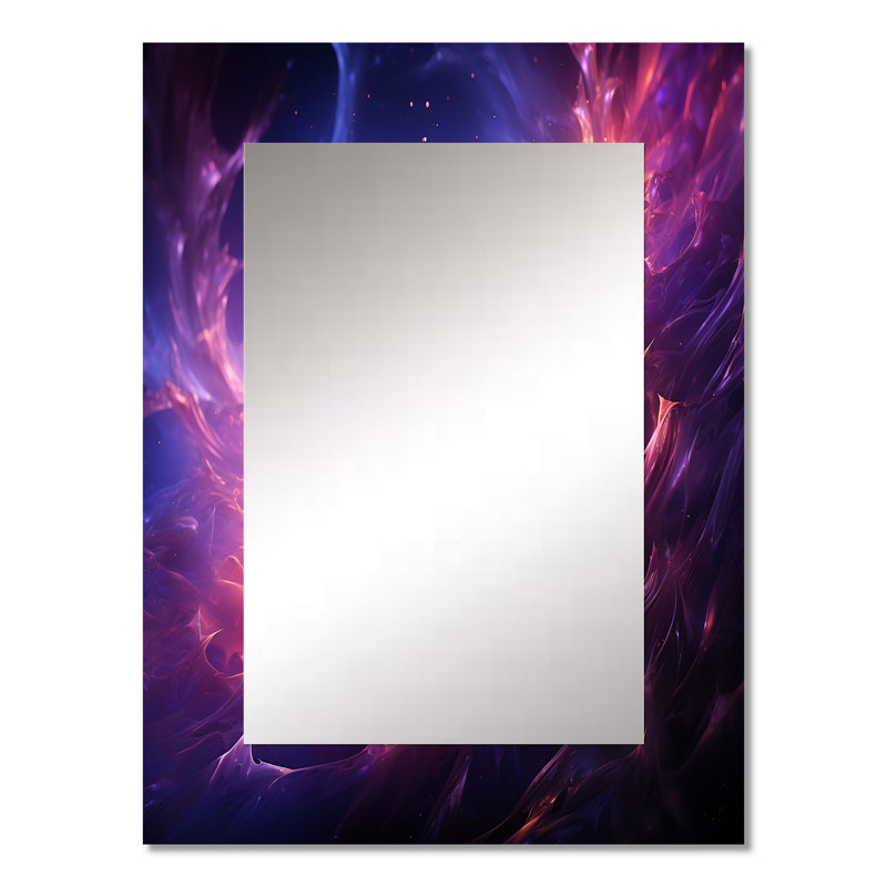 Purple Pink Abstract Fractal Cosmic Fusion - Fractals Unique Wall Mirror Decor, Purple Large Mirror, Printed Metal Art