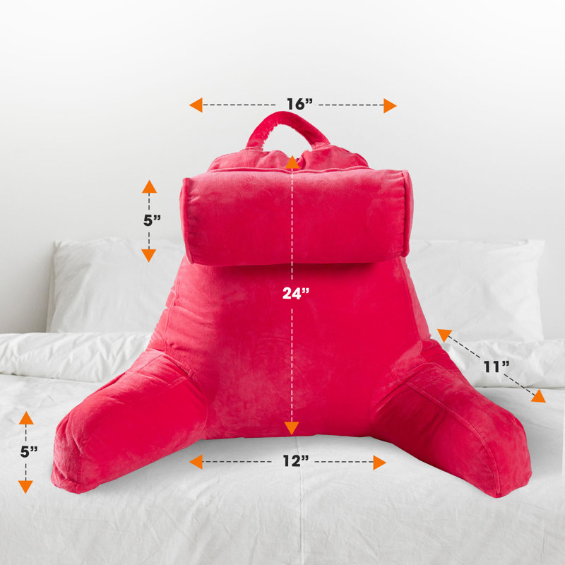  TV and Reading Bolster/Backrest Pillow Cover & Insert, Hot Pink