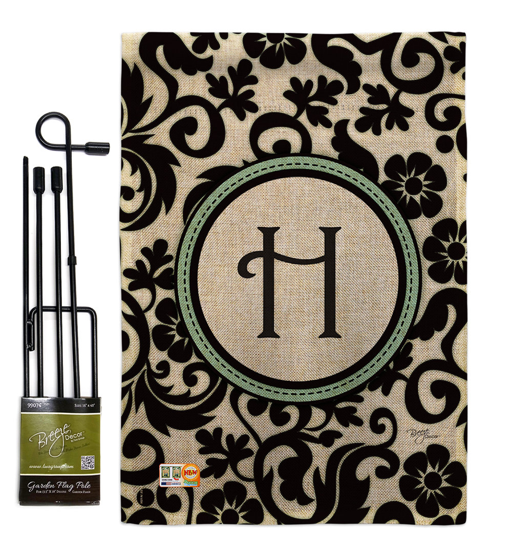 Libourne Double Sided 18.5'' H x 13'' W Polyester Flag Set Winston Porter Monogram 