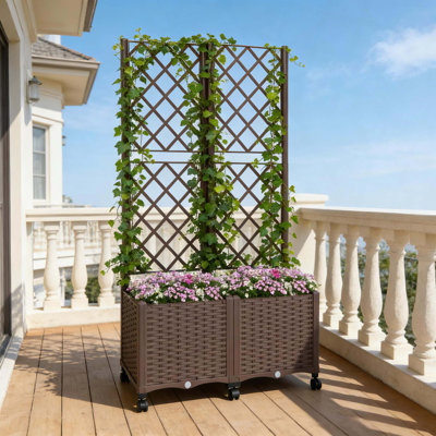 Boîte à fleurs d'extérieur élégante, lit de jardin surélevé mobile