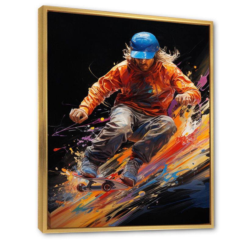 «Skateboard Abstract», reproduction d'art sur toile, Cadre flottant doré, H 44 po x l 34 po x P 1,5 po