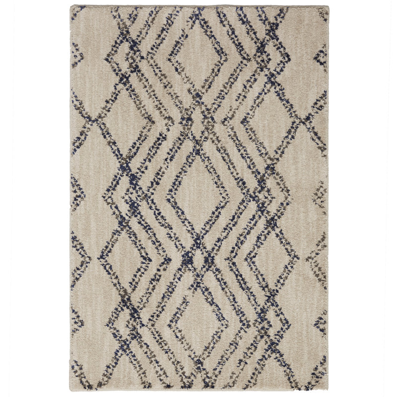 Tapis beige à motif géométrique Aloisie, Rectangle 9 pi 6 po x 12 pi 11 po